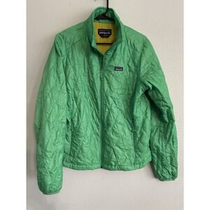 Patagonia Nano Puff Jacket Women Large Green PrimaLoft Full Zip Lightweight READ
